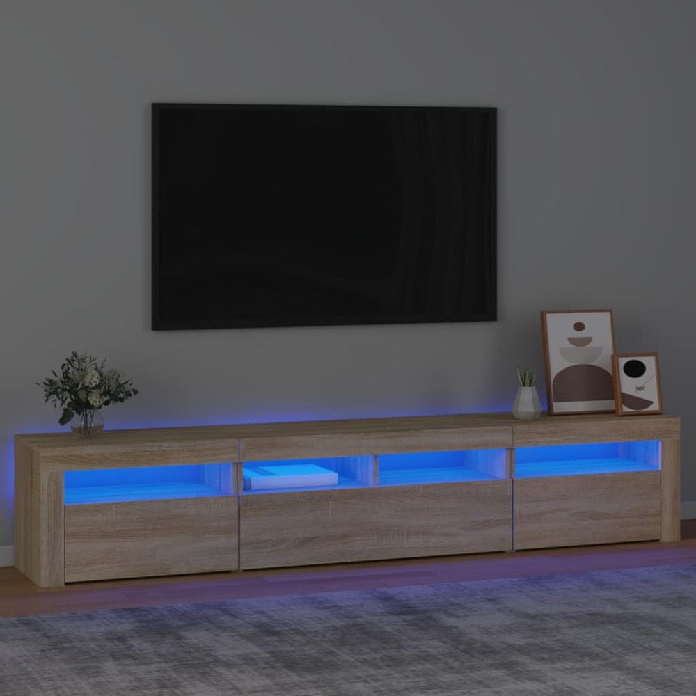 Vidaxl TV skrinka s LED svetlami dub sonoma 210 x 35 x 40 cm